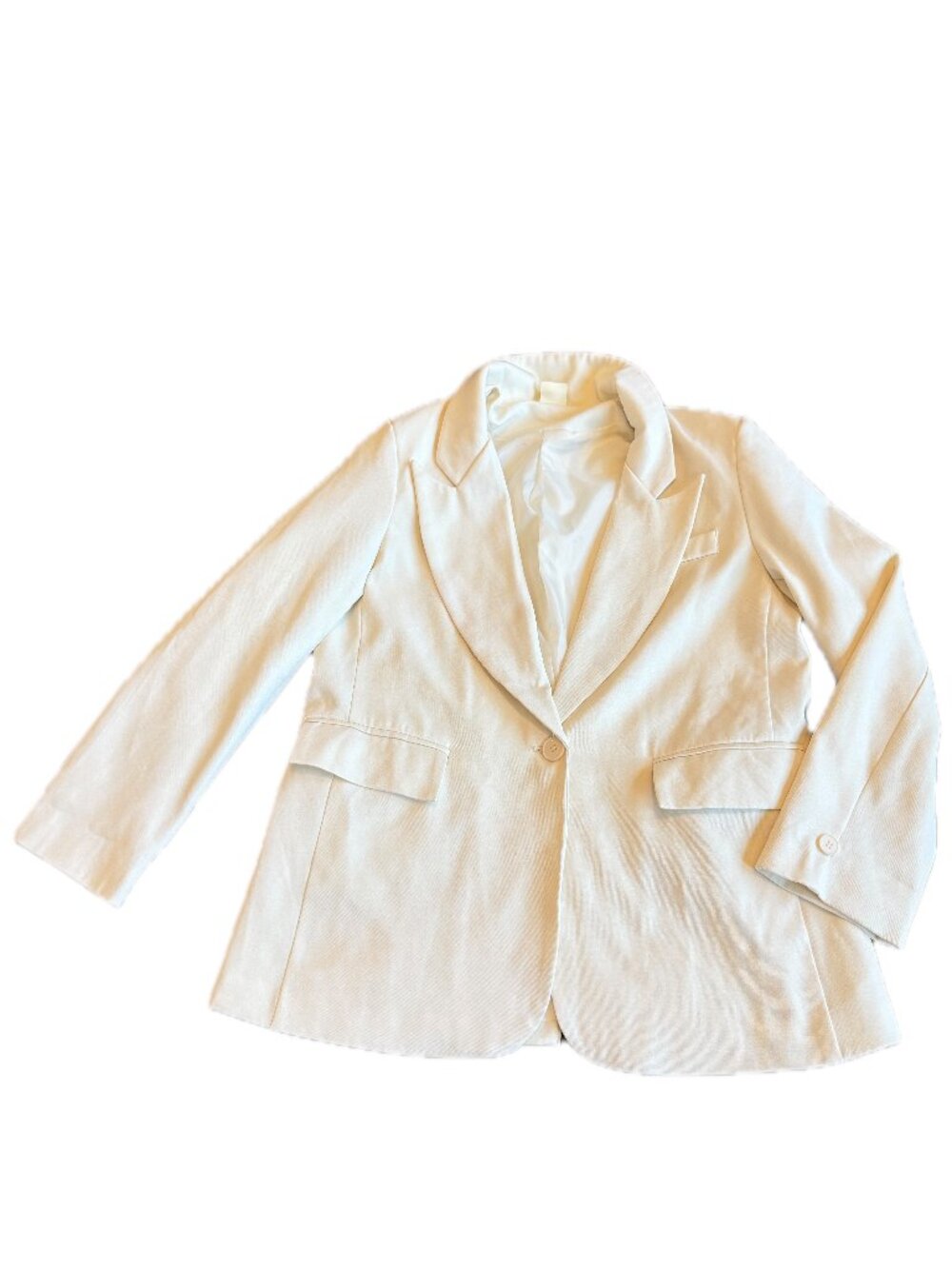 LCRRRN Ivory Notched Lapel Single Button Blazer Career Structured Medium Women's